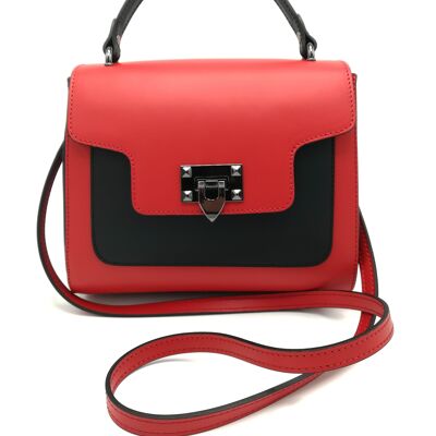 Plain genuine leather handbag, made in Italy, art. 112129.412