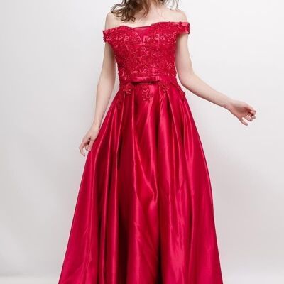 Burgundy red evening dress