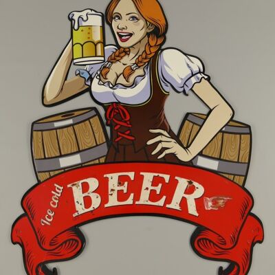 Cartel XXL Cerveza Helada - Dirndl 80 x 60 cm