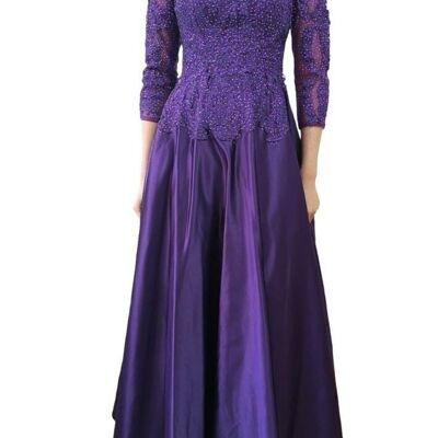 Long evening dress with sleeves Purple