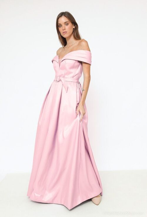 Robe de soirée longue Rose nude