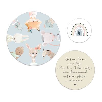 Set of 3 wall circles / round wall pictures / picture set / children's picture / children's room decoration