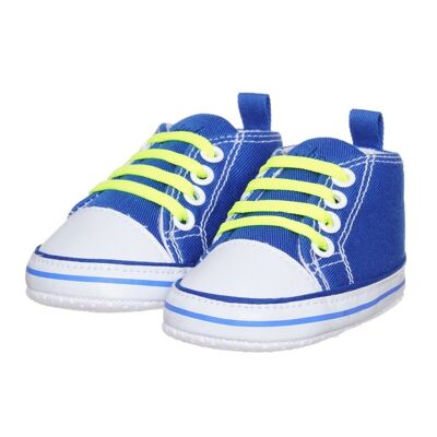 Blue Playshoes baby shoes - sneakers with neon laces
