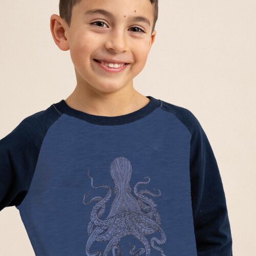Caj l/s t-shirt with octopus front print