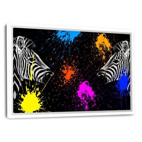 Safari Colors Pop - Zebras - Leinwandbild mit Schattenfuge