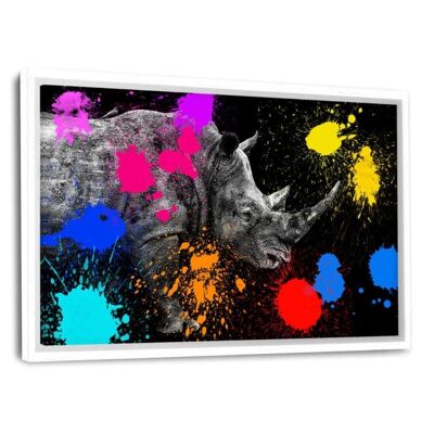 Safari Colors Pop - Rhino II - Leinwandbild mit Schattenfuge