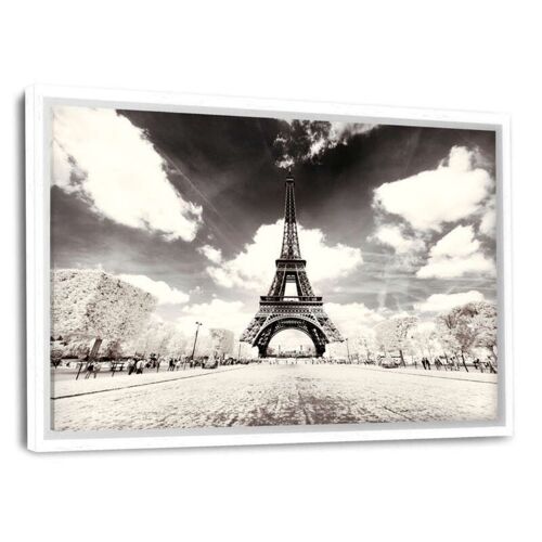 Paris Winter White - Eiffel Tower - Leinwandbild mit Schattenfuge