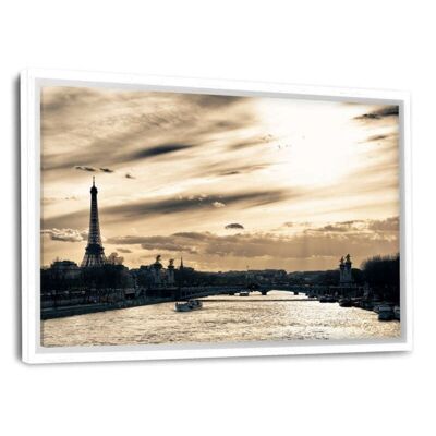 Paris France - Paris Sunset - Leinwandbild mit Schattenfuge