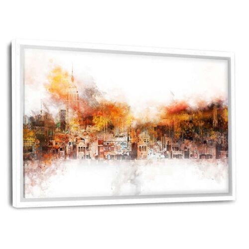 NYC Watercolor - The Skyline - Leinwandbild mit Schattenfuge