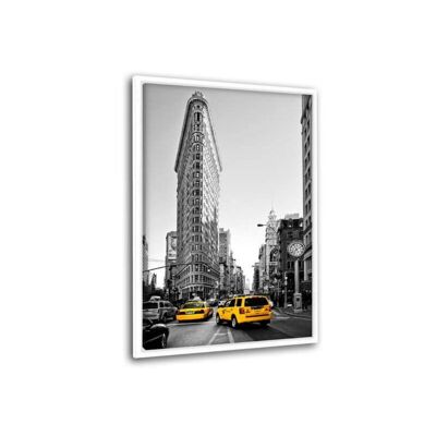 New York City - Flatiron Building Taxis - Floating Canvas Print