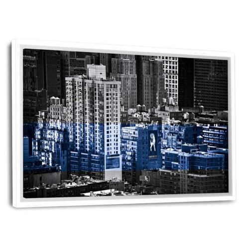 New York City - Blue Line - Leinwandbild mit Schattenfuge