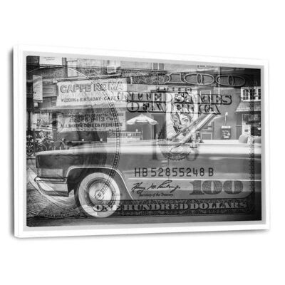 Manhattan Dollars - Cadillac - Leinwandbild mit Schattenfuge