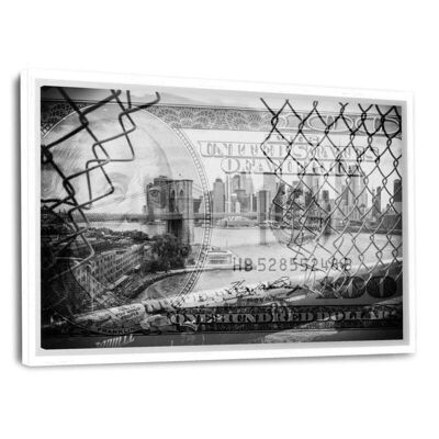 Manhattan Dollars - Between 2 Fences - Leinwandbild mit Schattenfuge