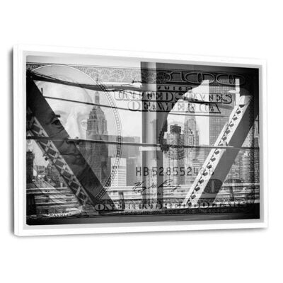 Manhattan Dollars - Between the Steel - Leinwandbild mit Schattenfuge
