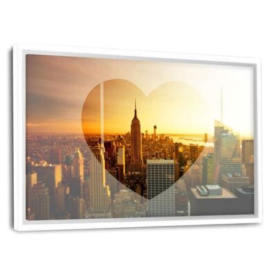 Love New York - Sunset Skyline - Leinwandbild mit Schattenfuge