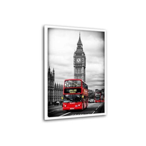 London - Red Bus - Leinwandbild mit Schattenfuge