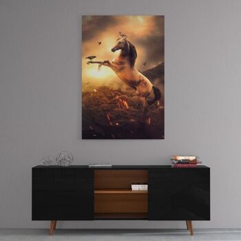 Cheval d'or - tableau sur toile avec espace d'ombre 13
