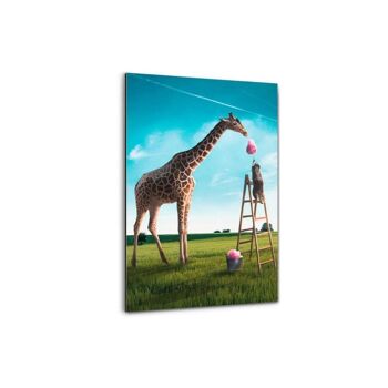 La girafe affamée - tableau sur toile avec espace d'ombre 26