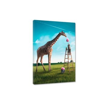 La girafe affamée - tableau sur toile avec espace d'ombre 14