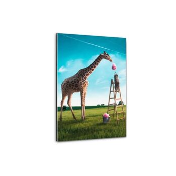 La girafe affamée - tableau sur toile avec espace d'ombre 25