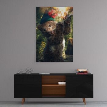 Ours avec flûte - tableau sur toile avec espace d'ombre 13
