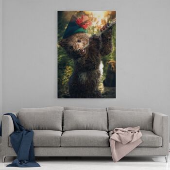Ours avec flûte - tableau sur toile avec espace d'ombre 2