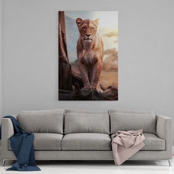Lionne - tableau sur toile avec espace d'ombre 2