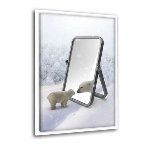Bear in the Mirror - Leinwandbild mit Schattenfuge