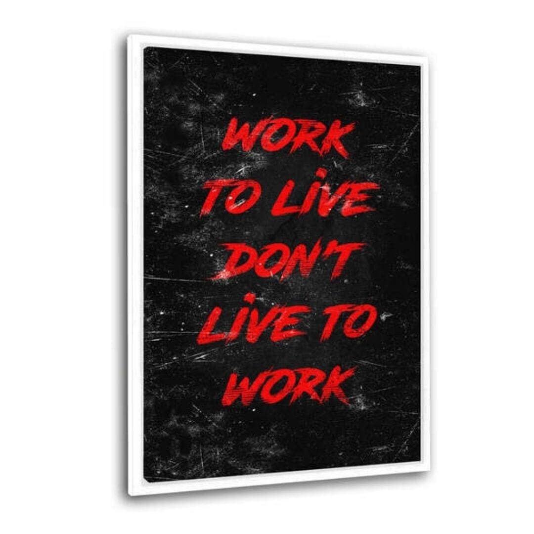 WORK TO LIVE - rosso - quadro su tela con fuga d'ombra