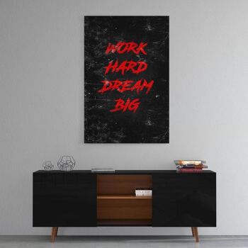 WORK HARD DREAM BIG - rouge - tableau sur toile avec espace d'ombre 22