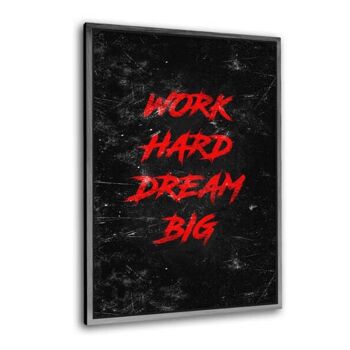 WORK HARD DREAM BIG - rouge - tableau sur toile avec espace d'ombre 8