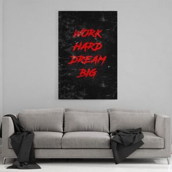 WORK HARD DREAM BIG - rouge - tableau sur toile avec espace d'ombre 23