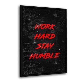 WORK HARD - rouge - tableau sur toile avec espace d'ombre 21