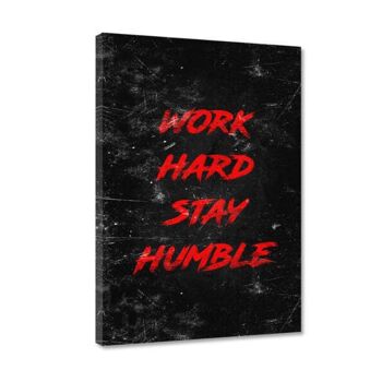 WORK HARD - rouge - tableau sur toile avec espace d'ombre 14