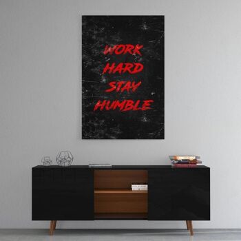 WORK HARD - rouge - tableau sur toile avec espace d'ombre 13