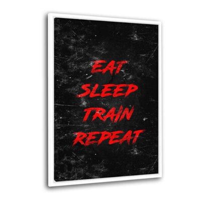 EAT, SLEEP, TRAIN, REPEAT - rot - Leinwandbild mit Schattenfuge