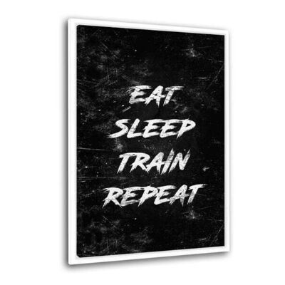 EAT, SLEEP, TRAIN, REPEAT - bianco - quadro su tela con spazio d'ombra