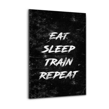 EAT, SLEEP, TRAIN, REPEAT - blanc - tableau sur toile avec espace d'ombre 26