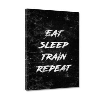 EAT, SLEEP, TRAIN, REPEAT - blanc - tableau sur toile avec espace d'ombre 14