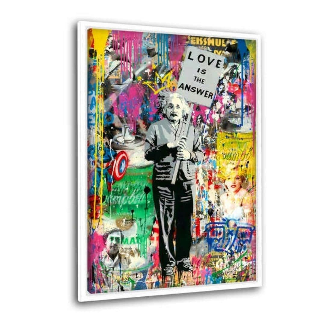 LOVE IS THE ANSWER - Leinwandbild mit Schattenfuge
