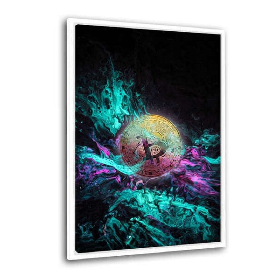 LIQUID BITCOIN - quadro su tela con spazio d'ombra