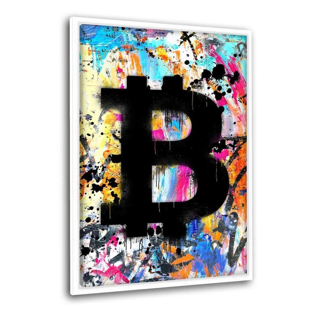 Graffiti Bitcoin - Quadro su tela con cornice