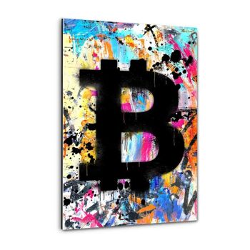 Graffiti Bitcoin - tableau sur toile avec cadre 25