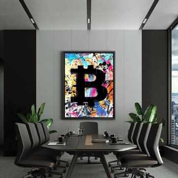Graffiti Bitcoin - tableau sur toile avec cadre 22
