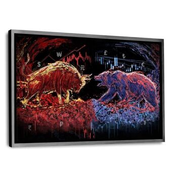 Taureau contre ours - Impression sur toile avec cadre 11