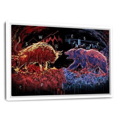 Bull vs. Bear - Canvas print with frame