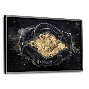 Le sac plein de bitcoins - tableau en toile avec cadre 11