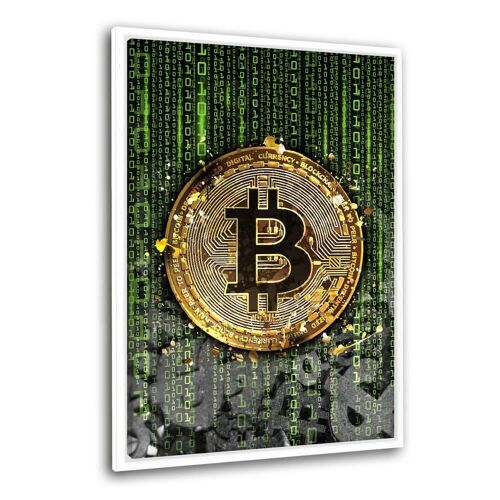 Binary Bitcoin - Leinwandbild mit Rahmen