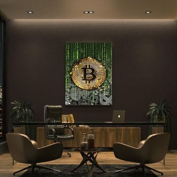 Bitcoin binaire - image sur toile avec cadre 3