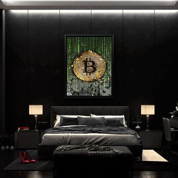 Bitcoin binaire - image sur toile avec cadre 2